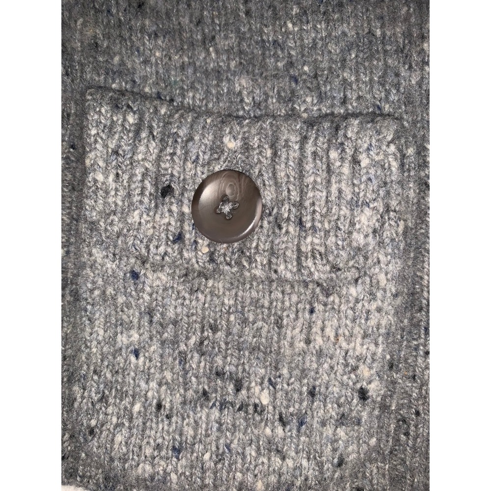 Eddie Bauer Mens XL Gray Lambswool Cashmere Donegal Cardigan Sweater Suede Trim - Picture 15 of 15